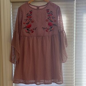 SHEIN Peach Pink Satin-Look Dress with Black Brand Tag